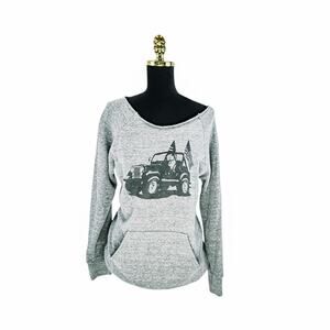 Red White Blue Apparel - Jeep Sweater - Women's XL Grey USA-Made Organic Cotton